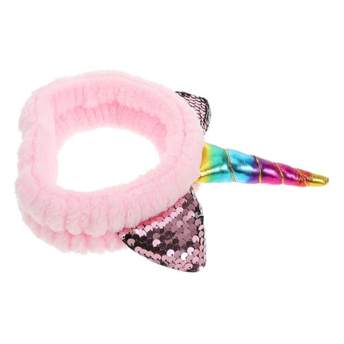 MOBUTOFU Unicorn Makeup Haarband Für Damen Und Mädchen Weiches Elastisches Stirnband Für Gesichtsreinigung Und Hautpflege Niedliches Design Korallenfleece Für Zuhause Und Reisen von MOBUTOFU