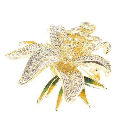 MOBUTOFU Elegante Lilienblumen Brosche mit Funkelnden Strasssteinen Filigrane Anstecknadel für Damen Modisches Schmuckaccessoire für Kleid Anzug und Rucksack Edles Design für Beruf und von MOBUTOFU