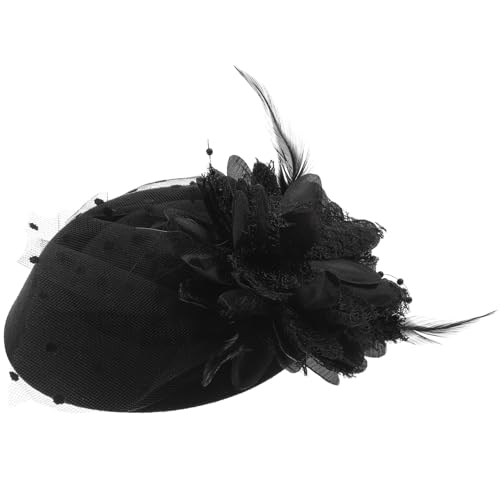 MOBUTOFU Eleganter Schwarzer Fascinator Haarklammer mit Perlen Federn und Blüten Stilvolles Accessoire für Damen für Tea Party Hochzeit und Festliche Anlässe Hochwertiges Design für von MOBUTOFU