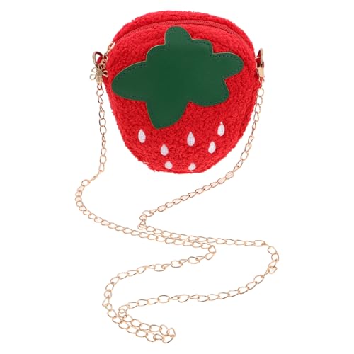 MOBUTOFU Strawberry Shape Crossbody Tasche Für Mädchen Weiche Plüsch Geldbörse Als Schultertasche Für Mädchen Als Für Geburtstage Oder Cosplay von MOBUTOFU
