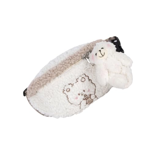 MOBUTOFU Flauschige Damen Bauchtasche mit Bärenmuster Weiche Plüsch Waist Bag Verstellbar Geeignet für Alltag Shopping und Reisen Niedlichem Bärenanhänger Langlebiges Material von MOBUTOFU
