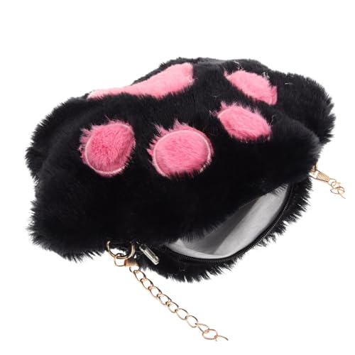 MOBUTOFU Flauschige Umhängetasche Mädchen Katzenpfote Form Schultertasche Kleine Kuschelige Crossbody Bag mit Kettenriemen Niedliche Handtasche für Alltag von MOBUTOFU