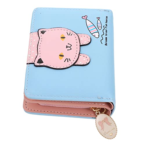 MOBUTOFU Geldbörse Münzfach mit Reißverschluss Damenhandtasche Portemonnaie Brieftasche Frau Geldbeutel aufbewahrungssack Storage Pockets Kartentasche Kreditkarteninhaber PU-Leder Sky-Blue von MOBUTOFU