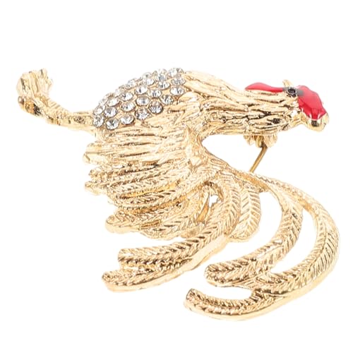 MOBUTOFU Goldfarbene Hahn Brosche Unisex Anstecknadel aus Langlebiger mit Funkelnden Strasssteinen Stilvolles Schmuckaccessoire für Kleidung Geschenkidee für Frauen und Männer von MOBUTOFU