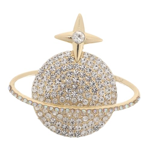 MOBUTOFU Goldfarbene Planet Brosche Anstecknadel für Rucksäcke und Kleidung Ästhetisches Abzeichen Vielseitiges Schmuck Accessoire für Damenanzüge und Mäntel Modisch für Business Abend und von MOBUTOFU