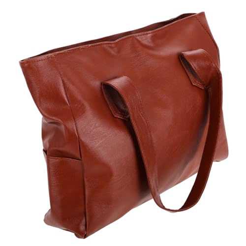 MOBUTOFU Große PU Tragetasche Damen Schultertasche mit Reißverschluss und Taschen Komfortabel Vielseitig Tragbar als Handtasche Große Kapazität Modisch Schlicht Arbeitstasche und von MOBUTOFU