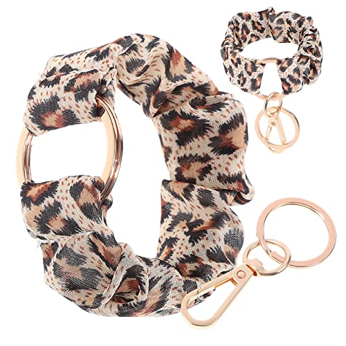 MOBUTOFU 2stücke Leopardenmuster Haarschmuck Schlüsselanhänger Hängen Schlüsselring Frauen Haar Krawatten Dekoration von MOBUTOFU