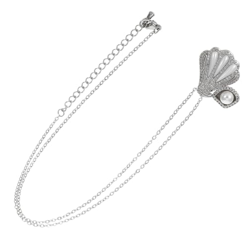 MOBUTOFU Halsketten Für Frauen: Muschel Muschel Imitation Perle Sommer Strand Halsketten Einfacher Schmuck Für Frauen Silber von MOBUTOFU