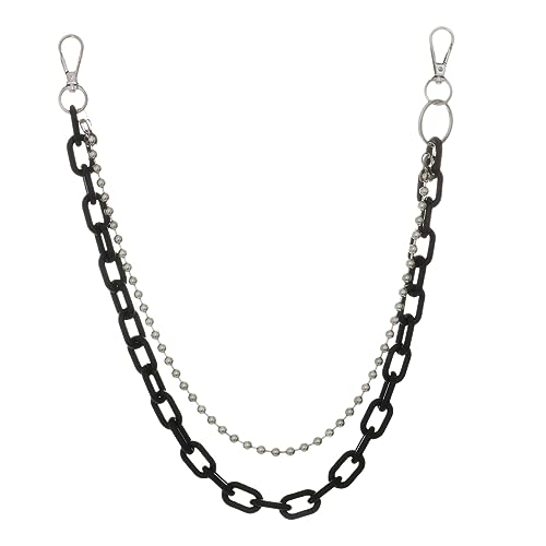 MOBUTOFU Hip Hop Waist Chain aus Leichtem und Eisen Geometrische Runde Perlen Electroplated Glänzend Punk Körperkette für Erwachsene Schwarzer Auffälliger Hüftgürtel Schmuck von MOBUTOFU