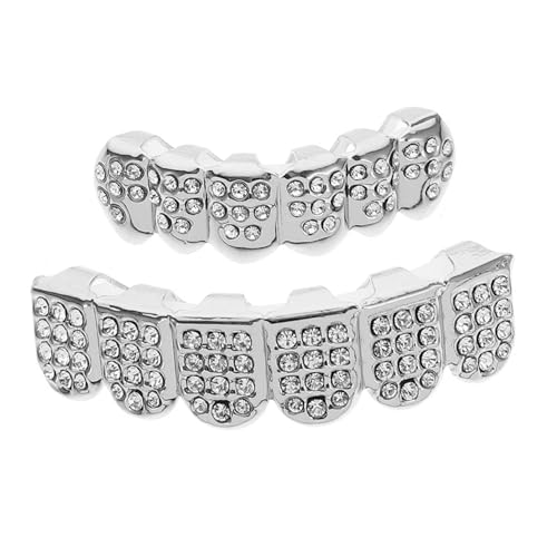 MOBUTOFU Hip Hop Zahnschmuck Satz Dekorative Mundgrills Für Rapper Aus Robustem Metall Mit Strasssteinen Für Männer Und Frauen Einfach Zu Verwenden von MOBUTOFU