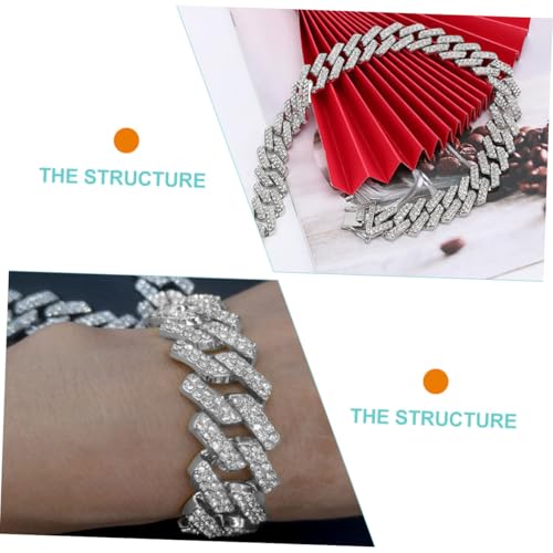 MOBUTOFU Hip hop Armband Herren Damen Kubanische Link Chain Voll mit Strass Glänzend Stapelbar Stylisches Schmuckstück Silberfarbene Rhombusform für Trendige Looks MOBUTOFU Hip hop Armband Herren Damen Kubanische Link Chain Voll mit Strass Glänzend Stapelbar Stylisches Schmuckstück Silberfarbene Rhombusform für Trendige Looks von MOBUTOFU