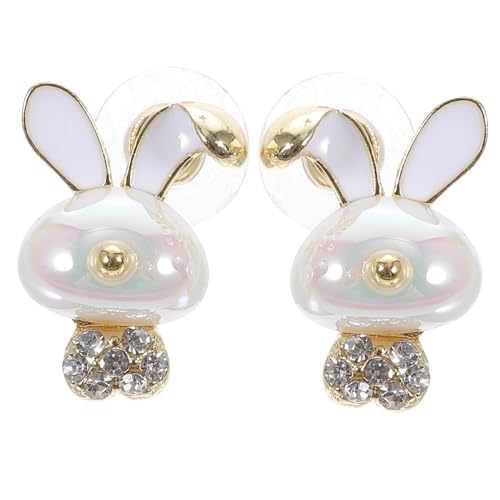 MOBUTOFU Hübsche Kaninchen Ohrstecker mit Perlen Statement Ohrringe für Damen Einzigartiges Hasen Design Niedliche Ohrschmuck für Ostern und Alltag von MOBUTOFU
