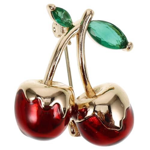 MOBUTOFU Kirsche Brosche mit Grünem für Frauen Anstecknadel für Kleidung Vielseitig für Partys Festivals und Alltag Modisches Schmuckzubehör von MOBUTOFU