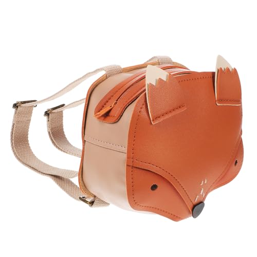 MOBUTOFU Fuchs Rucksack Kleiner Rucksack Geldbörse für Kleine Mädchen PU Gelbbraun mit Verstellbaren Schultergurten Reißverschluss für Freizeit Vorschule Ausflug Robust Leicht Tiermotiv Tasche von MOBUTOFU