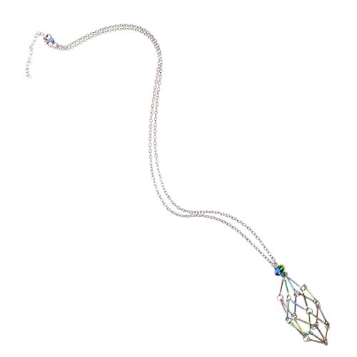 MOBUTOFU Kristallhalter Halskette Metallkäfig Verstellbar Natürlicher Edelstein Anhänger Schmuck für Damen Geburtsstein von MOBUTOFU