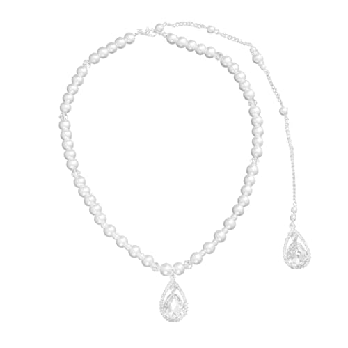 MOBUTOFU Perlenketten Für Damen Lange Halskette Mit Rückenkette Brautkette Mit Perlen Und Quastendesign Hochzeitskette Für Party Und Jubiläen von MOBUTOFU
