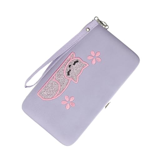 MOBUTOFU Geldbörse Katze Damenbrieftasche Frauen Geldbörse Mit Reißverschluss Lange Damengeldbörse Für Damen Handtaschen von MOBUTOFU