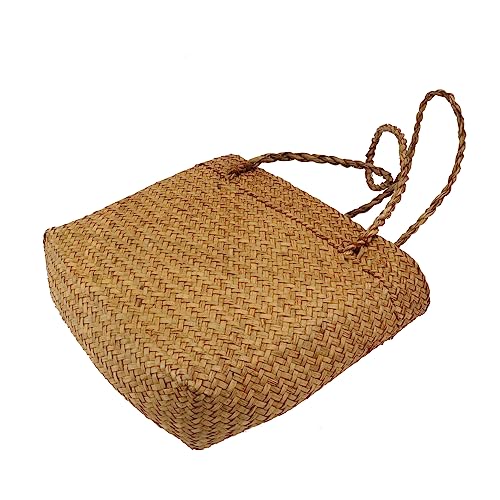 MOBUTOFU Leichte Damen Schultertasche aus Gewebtem Stroh Große Kapazität Tote Bag mit Verschluss Vielseitige Handtasche für Strand Reisen und Alltag Gelb von MOBUTOFU