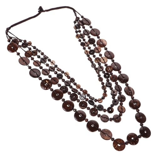 MOBUTOFU Mehrreihige Halskette Kokosnussschalen Boho Holzkette für Damen Handgewebt Modisches Accessoire für Strand und Alltag für Besondere Anlässe von MOBUTOFU