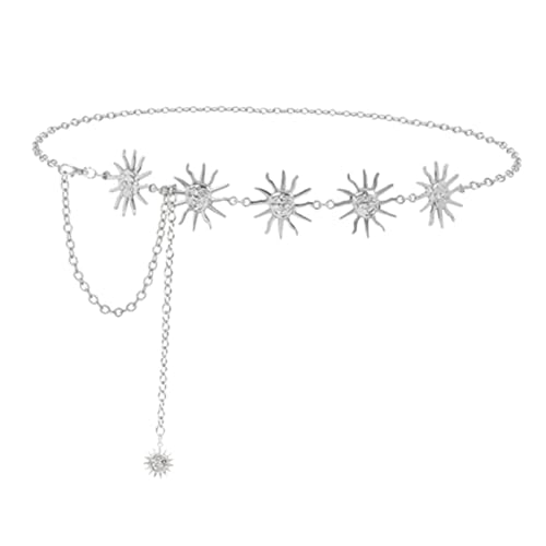 MOBUTOFU Metal Sun Waist Chain Damen Taillenkette Plattiert Modischer Körpergürtel Verstellbar Für Sommer Outfit Schmuck Zubehör von MOBUTOFU