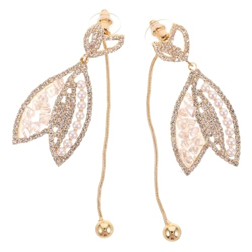 MOBUTOFU Ohrhänger mit Perlen und Kristallblättern Leichte Modische Quastenohrringe für Damen für Hochzeiten Partys und Besondere Anlässe Komfortabel und Stilvoll von MOBUTOFU