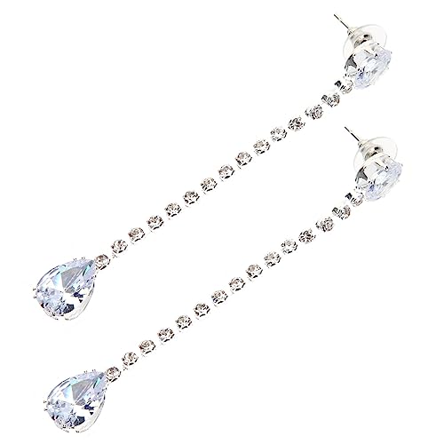 MOBUTOFU Ohrhänger mit Zirkonia Tropfenförmiges Design Lange Metallkette Ohrthreader für Damen und Mädchen Modische Ohrdekoration für Party und Alltag von MOBUTOFU