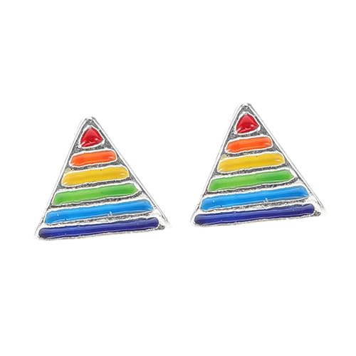MOBUTOFU Ohrstecker Dreieck Regenbogenfarben Unisex Ohrschmuck Langlebig Modisch Leicht zu Tragen Geeignet für Mehrere Ohrlöcher Stylische Pride Accessoires für Damen und Herren von MOBUTOFU