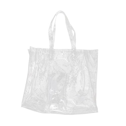 MOBUTOFU PVC Transparente Große Tote Bag mit Hoher Kapazität Wasserdichte Schultertasche für Damen Durchsichtig für Arbeit Schule Strand und Alltag von MOBUTOFU
