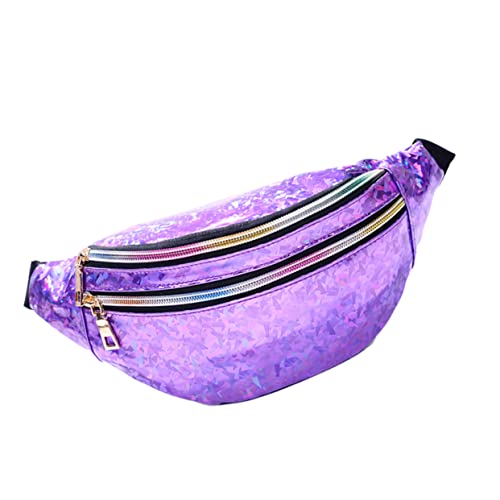 MOBUTOFU Pu-Leder Damen Umhängetasche Mit Reflektierenden Pailletten Stylische Gürteltasche Für Outdoor-aktivitäten Für Reisen Festivals Und Sport Farbverlauf von MOBUTOFU
