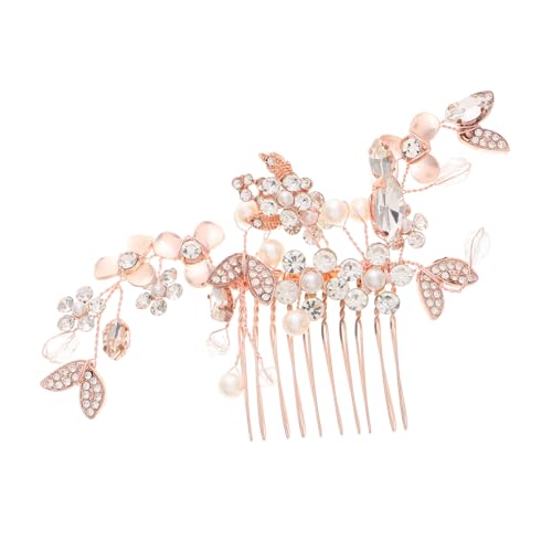 MOBUTOFU Goldener Braut-haarkamm Mit Perlenblumen-design Zinklegierung Für Hochzeit Und Party Handgefertigt Für Damen-haaraccessoires von MOBUTOFU