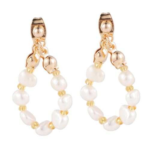 MOBUTOFU Perlenohrringe Damen Court Style Ohrhänger mit Kunstperlen Elegant Stilvoll Tropfenförmig Alltagsschmuck von MOBUTOFU