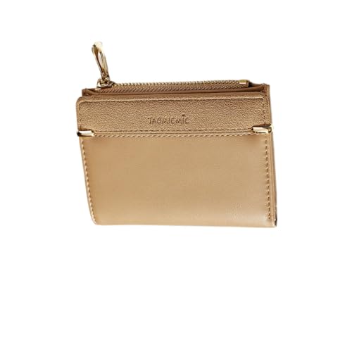 MOBUTOFU Portable Pu Geldbörse Für Damen Multifunktionale Kleine Geldtasche Mit Reißverschluss Stilvoller Karten Und Münzhalter Milchtee-Farbe Für Und Alltag von MOBUTOFU