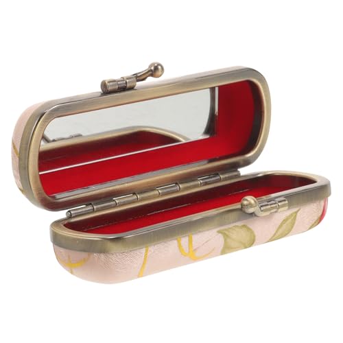 MOBUTOFU Portables Lippenstift Etui für Frauen Kleines Lippenstifthalter mit Dekorativem Muster Handliche Kosmetik Aufbewahrungsbox mit Sicherem Druckknopfverschluss für Tasche und Outdoor von MOBUTOFU