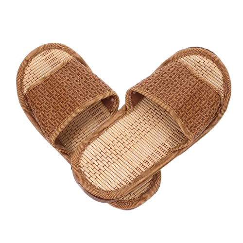 MOBUTOFU Rattan Hausschuhe Sommer Damen Atmungsaktiv Rutschfest Flexible Sandalen für Zuhause Apricot Umweltfreundliche Feuchtigkeitsabsorbierende Pantoffeln Paargröße von MOBUTOFU