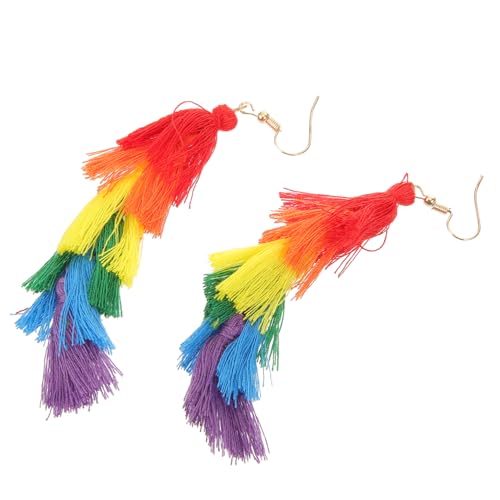 MOBUTOFU Regenbogen Ohrringe mit Quaste Leichte Langlebige Damen Ohrhänger Modisches Pride Accessoire für Frauen und Teens Geeignet für Partys Hochzeiten Geburtstage Geschenkidee von MOBUTOFU