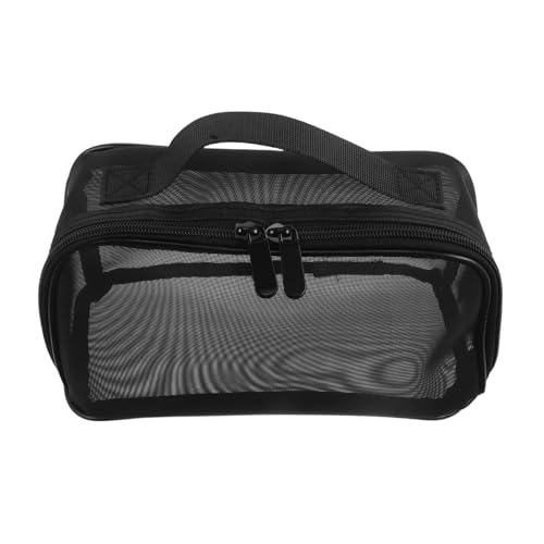 MOBUTOFU Reise Kosmetiktasche für Damen Große Kapazität Transparentes Design Tragbare Schminktasche für Urlaub und Alltag Schwarz Mesh Make Up Beutel von MOBUTOFU