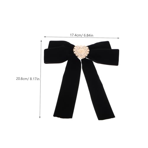 MOBUTOFU Retro Samt Brosche Schleife Elegante Lolita Kleidung Anstecknadel Vielseitiger Uniform Reverspin Große Schwarze Fliege für Blusen und Kleider Zeitloses Modeaccessoire von MOBUTOFU