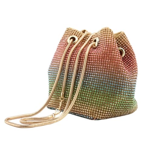 MOBUTOFU Rhinestone Abendtasche Damen Bucket Bag Elegante Glitzertasche Handtasche Leicht und Kompakt Modisch als Umhängetasche und Handbag für Party und Abendveranstaltungen von MOBUTOFU