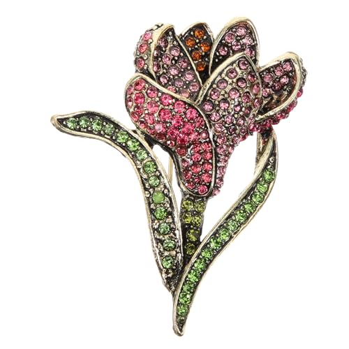 MOBUTOFU Rhinestone Blumenbrosche Anstecknadel für Damen Eleganter Lapel Pin für Kleidung Hut Anzug und Mantel Luxuriöses Design als Modisches Accessoire und von MOBUTOFU