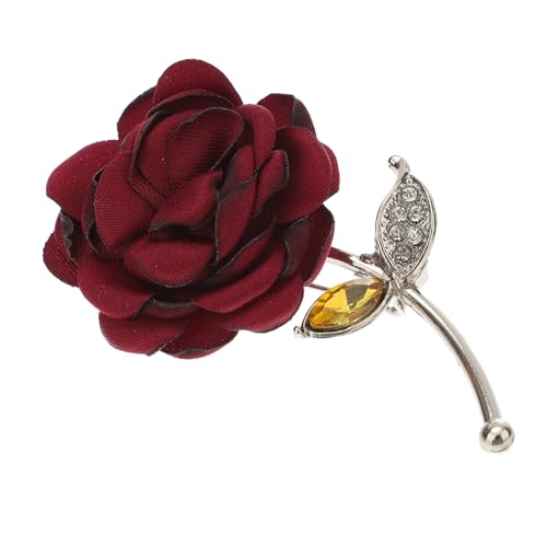 MOBUTOFU Rhinestone Brosche Metallblüte Anstecknadel Damen Schmuck Blume Modisch Langlebig Rote Brosche für Kleidung Tasche Accessoire von MOBUTOFU