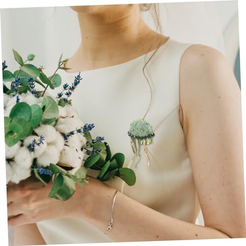 MOBUTOFU Rhinestone Quallen Brosche Damen Kreative Anstecknadel mit Strassbesatz Grün Schmuck für Kleidung Hüte und Festliche Accessoires Eleganter Modischer Kostüm Schmuck von MOBUTOFU