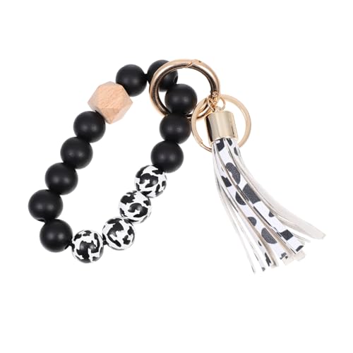 MOBUTOFU Silicone Bangle Schlüsselanhänger Mit Holzperlen Und Modischem Design Stilvoller Schlüsselring Für Autoschlüssel Langlebig von MOBUTOFU