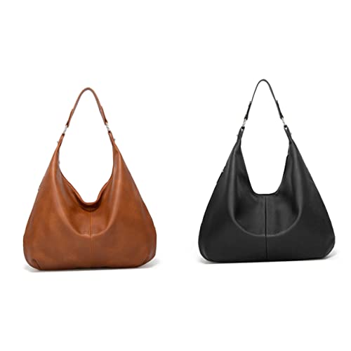 MOBUTOFU Schwarze Pu-einkaufstasche Für Damen Handtasche Mit Großem Fassungsvermögen Modische Einkaufstasche Elegante Damen-tasche Praktische Tragetasche von MOBUTOFU