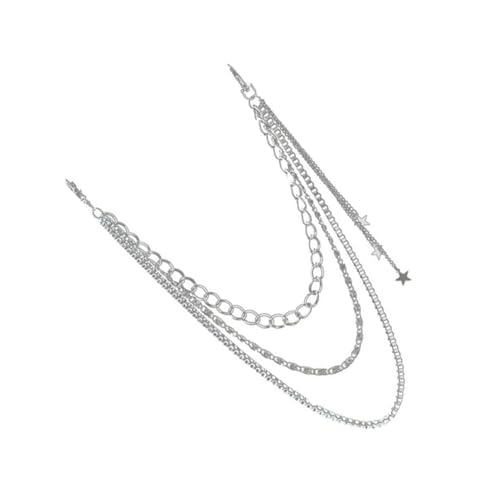 MOBUTOFU Silber Kette Hosenkette mit Stern Deko Verstellbare Mehrschichtige Metalllegierung Vielseitige Punk Hip hop Gürtelkette für Damen und Herren Modisches Jeans Accessoire von MOBUTOFU
