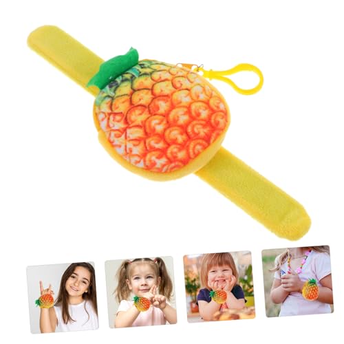 MOBUTOFU Slap Armband Münzbeutel Plüsch Sanft mit Vielseitiges Schnapparmband für Mädchen Stylisches DIY Frucht design Ananas Bequemes Handgelenkband für Party und Alltag von MOBUTOFU