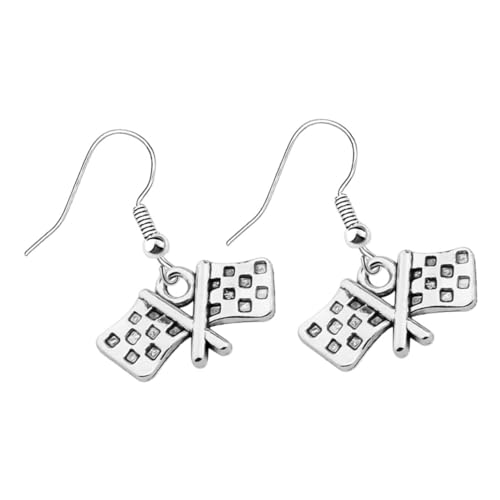 MOBUTOFU Sterling Kleine Schwarze Weiße Karierte Flaggen Ohrringe Damen Modeschmuck Leicht Hautfreundlich Vielseitig für Party Festival von MOBUTOFU