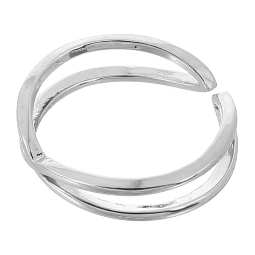 MOBUTOFU Sterling Silber Damen Ring Offenes Design Verstellbar Moderner Kreuzring Einfacher Finger Schmuck Komfortabel Alltag Geschenk von MOBUTOFU