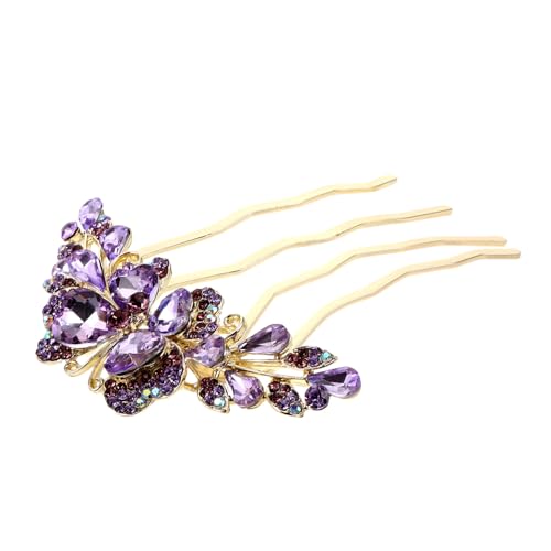 MOBUTOFU Haarkamm Mit Strasssteinen Vierzahnkamm Kristalllegierung Kopfschmuck Haarnadel-clip Haarschmuck Für Frauen Und Mädchen Täglicher Gebrauch Und Formelle Anlässe von MOBUTOFU