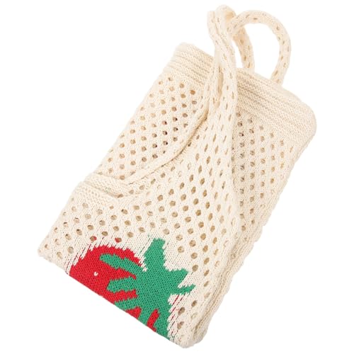 MOBUTOFU Strawberry Tasche Damen Handgefertigte Häkel Schultertasche Leicht Strandtasche Sommer Tragetasche Alltag Reise Urlaub von MOBUTOFU