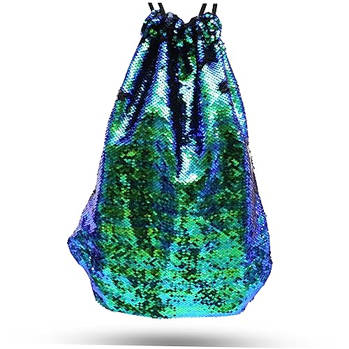 MOBUTOFU Pailletten-Turnbeutel Grün Mit Innentasche Geflochtener Kordelzug Praktische Tasche Für Schlüssel Geld Und Handy von MOBUTOFU
